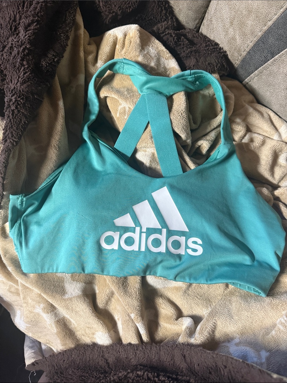 adidas Teal Sports bra with White Logo